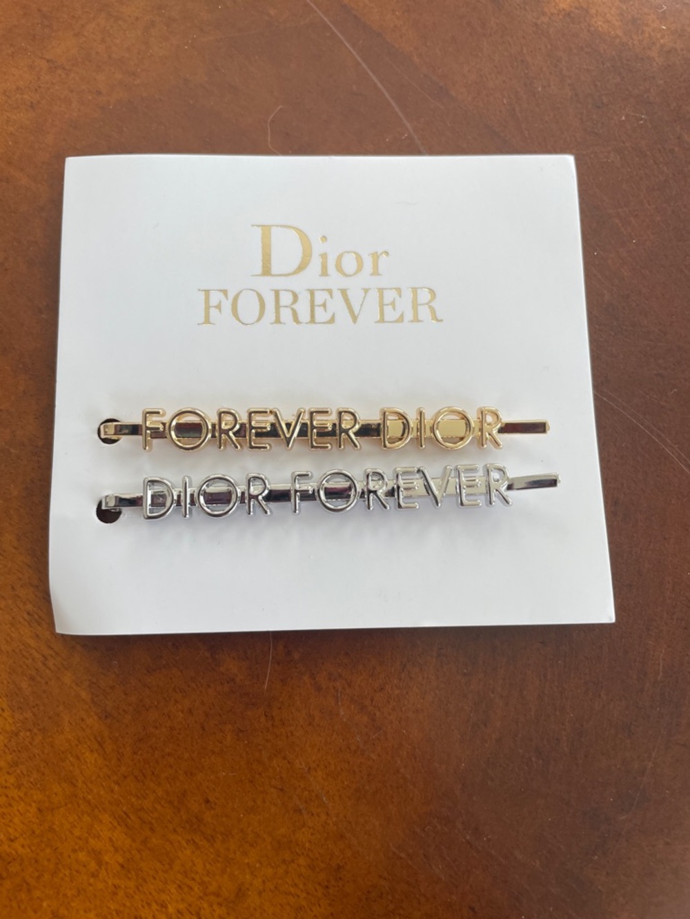 Dior Gold and Silver "FOREVER DIOR" Logo Hair Pins - Picture 5 of 5